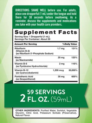 Nature's Truth Sublingual B Complex | with B12 | 2 Fluid Ounces | Berry Flavor | Vegetarian, Non-GMO &amp; Gluten Free Supplement