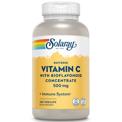 Solaray Buffered Vitamin C 500mg - with Bioflavonoids, Rose HIPS and Acerola Cherry - Immune Support Supplement - Easy to Digest, Vegan, Lab Verified, 60-Day Guarantee - 250 Servings, 250 VegCaps