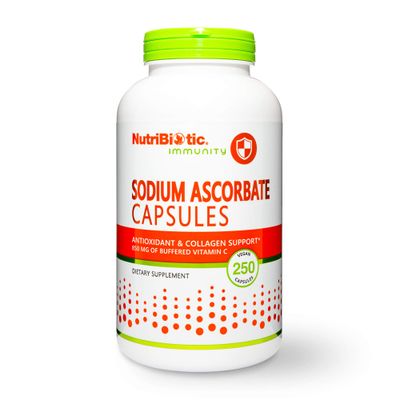 NutriBiotic - Sodium Ascorbate Buffered Vitamin C Capsules, 250 Ct | Vegan, Non-Acidic &amp; Easier on Digestion Than Ascorbic Acid | Essential Immune Support &amp; Antioxidant Supplement | Gluten &amp; GMO Free