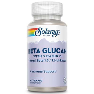 Solaray Beta Glucan with Vitamin C 10 mg | from Bakers Yeast | Healthy Immune System Function Support | 60 VegCaps