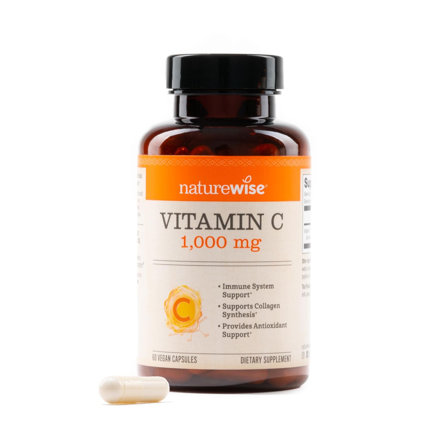 NatureWise Vitamin C 1000mg, Vitamin C Capsules - Dietary Supplement for Immune Support - Vegan, Non-GMO, Gluten Free - 60 Count[2-Month Supply]
