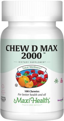 Maxi Health Chewable Vitamin D3 2000 IU Supplement - Delicious Natural Bubble Gum Flavor - Supports Calcium Absorption, Immune and Bone Health in Adult Women, Men, Children &amp; Toddlers - 100 Chews