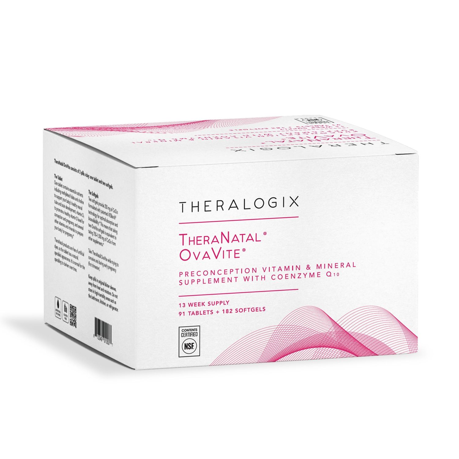 Theralogix TheraNatal OvaVite Preconception Vitamins - 13-Week Supply - Prenatal Vitamins &amp; Fertility Supplement for Women with CoQ10* - NSF Certified - 91 Tabs, 182 Softgels (91 Servings)