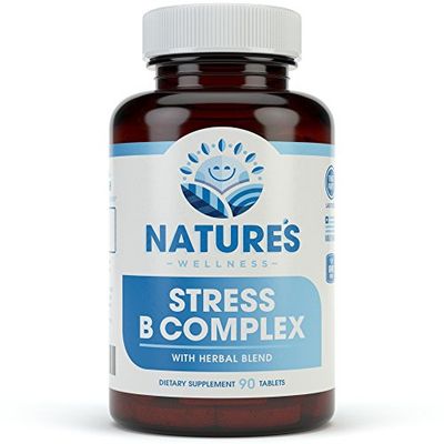 Vitamin B Complex Stress Relief | All Natural Mood Enhancer and Stress Support Supplement | Stress B Complex with Herbal Extract Blend Plus Vitamin C, PABA, and Choline