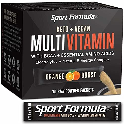 Vegan Superfood Daily Keto MultiVitamin for Men and Women BCAA BCCA Amino Acid Powder Packets Orange Mix Won&#39;t Upset Your Stomach Powdered Digestive Enzymes Vitamin B Natural Flavoring Energy Complex