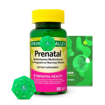 Prenatal Multivitamin/Multimineral 100 Tablets with Bundle Exclusive Vitamins &amp; Minerals - A to Z -Better Ligth&amp;Spring Guide + Weekly Pill Organizer (3 Items)