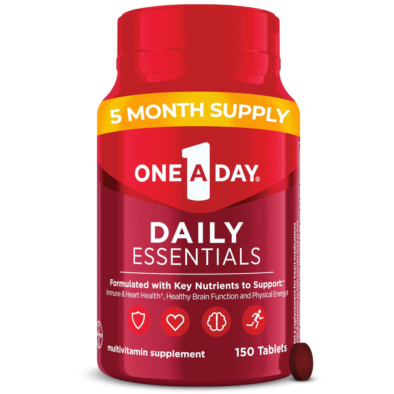 One-A-Day Daily Essentials, Multivitamin for Women &amp; Men, Supports Healthy Brain and Muscle Function and Immune Health, Adult Multivitamin with Vitamin D, Vitamin B12, and Vitamin E, 150 Count