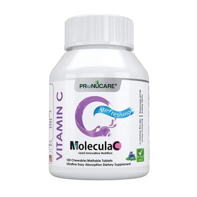 PRONUCARE Vitamin C Chewable/Meltable Natural Blueberry Flavor Ultrafine Easy Oral Absorption 100mg Mouth Refreshing, 100CT