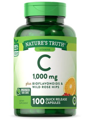 Nature&#39;s Truth Vitamin C 1000mg | 100 Capsules | with Wild Rose Hips &amp; Bioflavonoids | Non-GMO &amp; Gluten Free Supplement