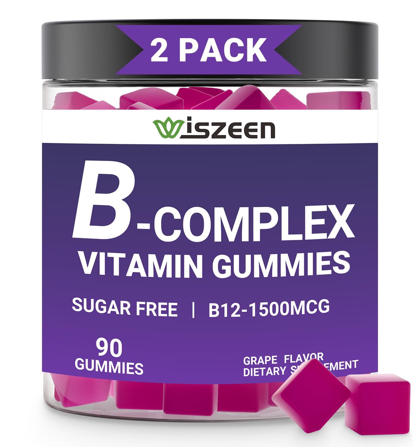 Sugar Free Vitamin B Complex Gummies with Vitamin C, Methylated B Complex Vitamins for Women, Men &amp; Adults - B12, B1, B2, B3, B5, B6, B7, B9 - Vitamin B Complex Supplement for Energy Immune Support
