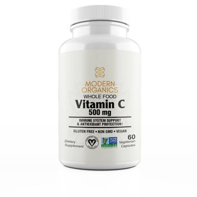 Modern Organics Vitamin C | 500mg Whole Food Vitamin C from Acerola Cherry Extract with Citrus Bioflavonoid Complex | 23 Organic Fruits &amp; Vegetables Blend | Probiotics and Enzymes | 60 Vegan Capsules