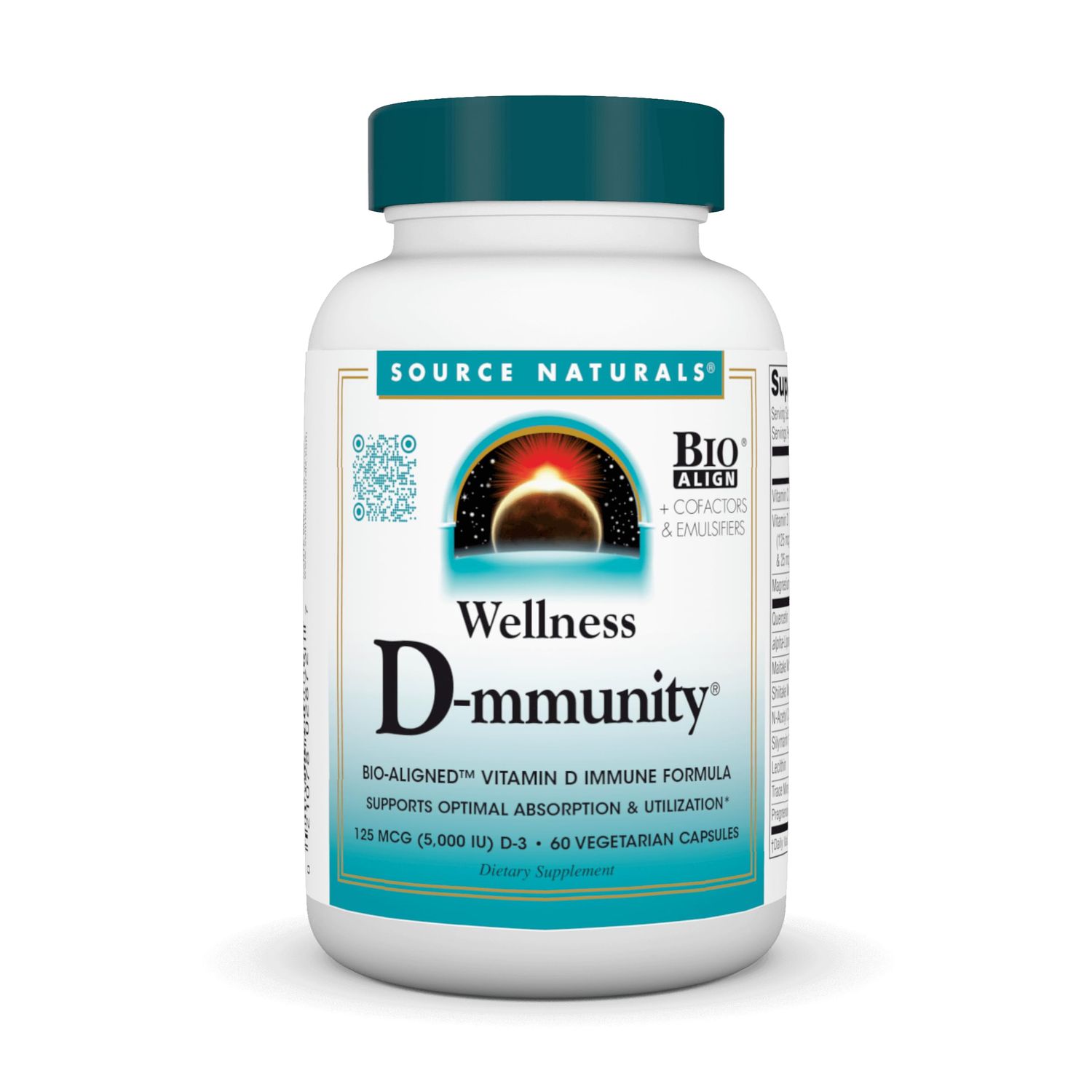 Source Naturals Wellness D-mmunity, Bio-Aligned Vitamin D Immune Formula, Supports Optimal Absorption and Utilization* - 60 Vegetarian Capsules