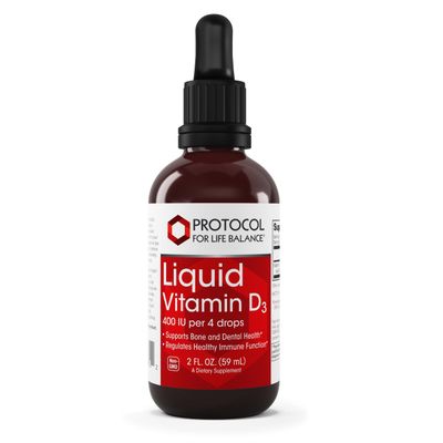 PROTOCOL FOR LIFE BALANCE - Liquid Vitamin D-3 - Supports Calcium Absorption, Bone and Dental Health, and Immune Function in Easy to Administer Drops - 2 Fl oz (60 mL)
