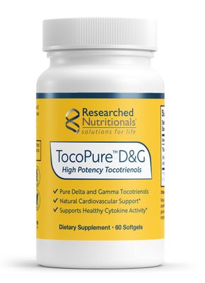 Researched Nutritionals TocoPure D&amp;G - Vitamin E Tocotrienols - Antioxidants Supplement to Support Cellular, Lipid Metabolism &amp; Heart Health - Gamm &amp; Delta Tocotrienol Complex (60 Softgels)
