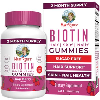 MaryRuth&#39;s Biotin Gummies | Sugar Free | Vegan | Non-GMO | 2,500 mcg Biotin Supplement | Hair Skin and Nails Vitamins | Hair Growth Vitamins | Hair Growth Supplement | 60 Count