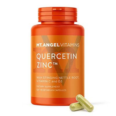 Mt. Angel Vitamins - Zinc Quercetin with Bromelain Supplement - Immune Support &amp; Respiratory Health - Quercetin 500mg Capsules | Zinc 50mg | Vitamin C Capsules | Immune Booster for Adults - 120ct.