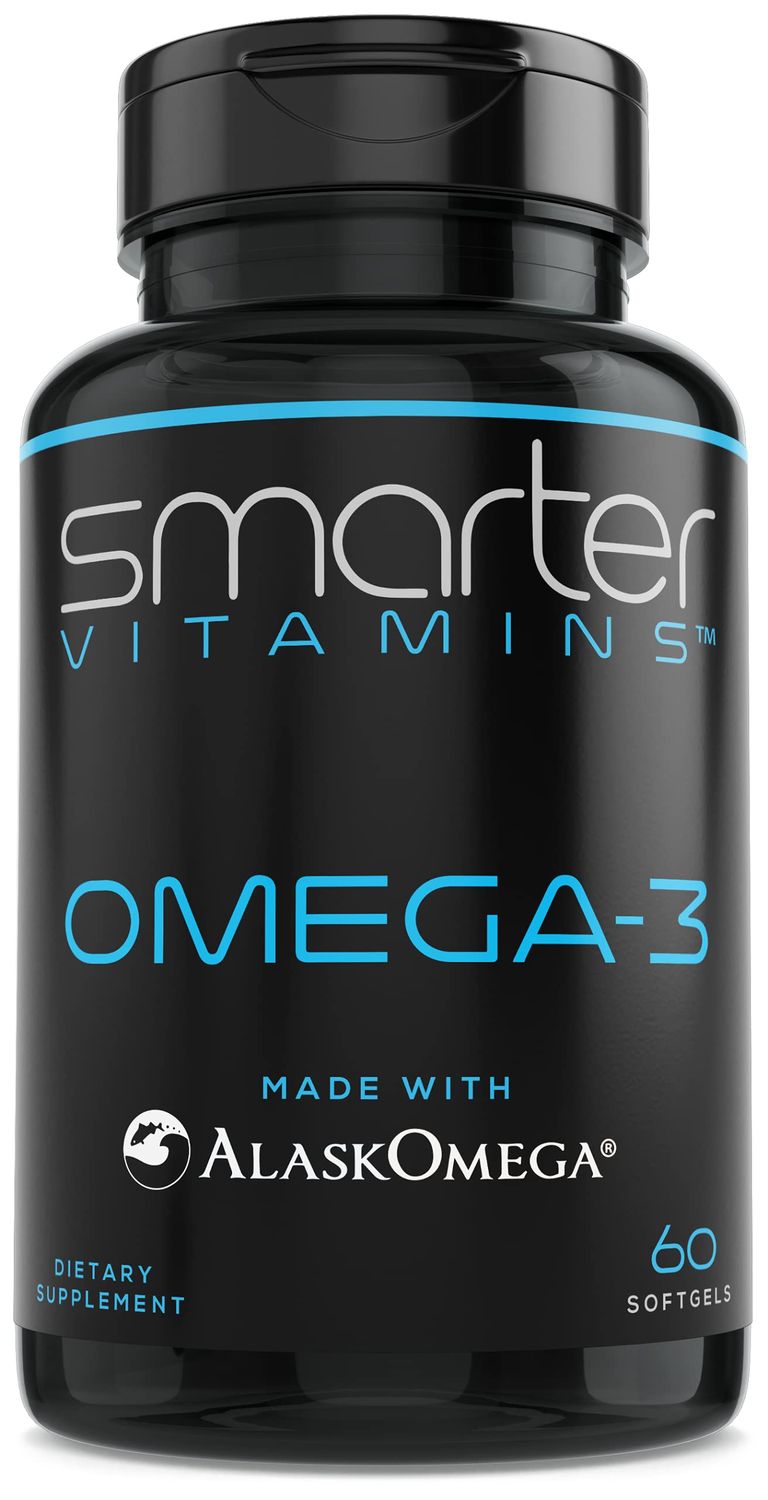 SmarterVitamins Omega 3 Fish Oil, Strawberry Flavor, Burpless, Tasteless, 2000mg, DHA EPA Triple Strength Brain Support, Joint Support, Made with AlaskOmega, Heart Support