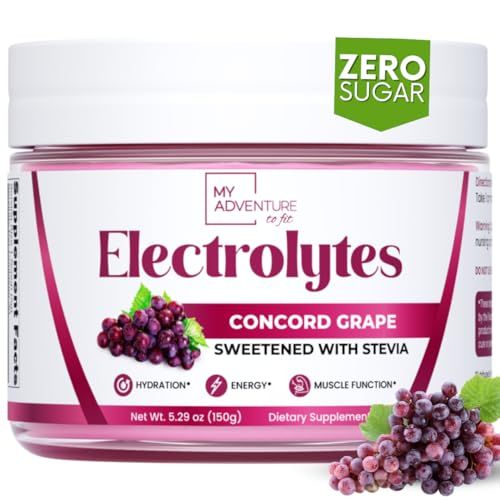 Zero Sugar - Concord Grape Electrolytes Powder - Very Refreshing Hydration - Caffeine Free Energy with All Natural Ingredients - Vegan, Keto &amp; Paleo - Sugar Free Electrolytes Drink Mix - 30 Servings