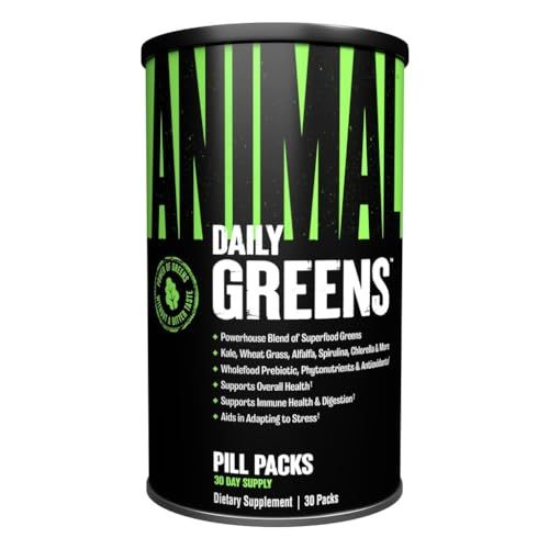 Animal Daily Greens Pill Packs - Kale, Wheat Grass, Alfalfa &amp; More - Convenient Prebiotic and Probiotic Superfood Blend for Superior Digestion, Gut Health, and Immunity For Men &amp; Women - 30 Day Supply