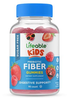 Lifeable Sugar Free Prebiotic Kids Fiber Gummies | 4g Fiber for Kids | Great Tasting Vegetarian Fiber Supplements for Kids | for Digestive Health | Fiber Gummies for Kids | 90 Probiotics Gummies