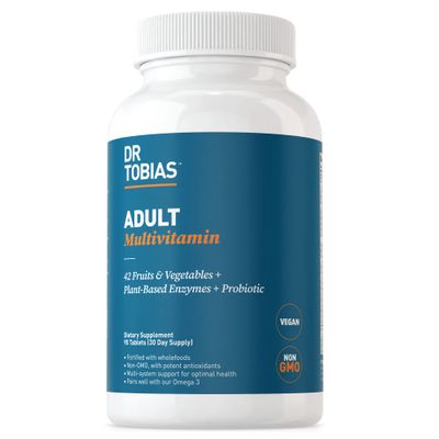 Dr. Tobias Adult Multivitamin for Women &amp; Men, Energy &amp; Immune Support from 42 Fruits &amp; Vegetables Plus Probiotics, Comprehensive Daily Multivitamins for Men &amp; Women, Non-GMO, 90 Tablets, 30 Servings