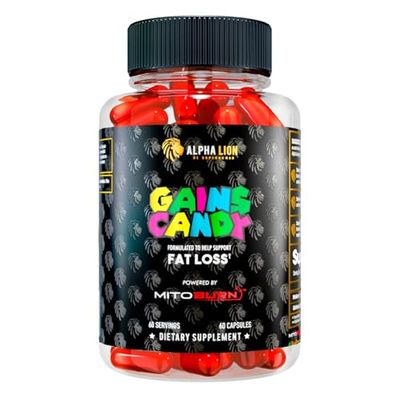 ALPHA LION Gains Candy, Supplement Pills That Support Weight Loss, Appetite Suppressant, Keto-Diet Friendly, Decrease Body Fat, Upgrade Energy &amp; Workout Performance, 60 Capsules (MitoBurn)