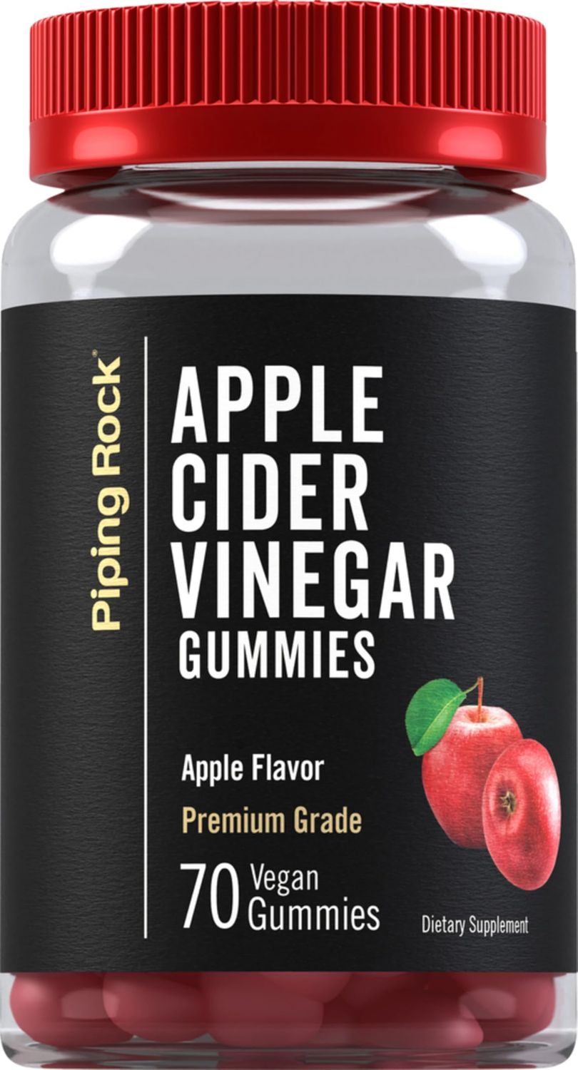 Piping Rock Apple Cider Vinegar Gummies | 70 Count | Apple Flavor | Premium Grade ACV Supplement | Vegan, Non-GMO, Gluten Free