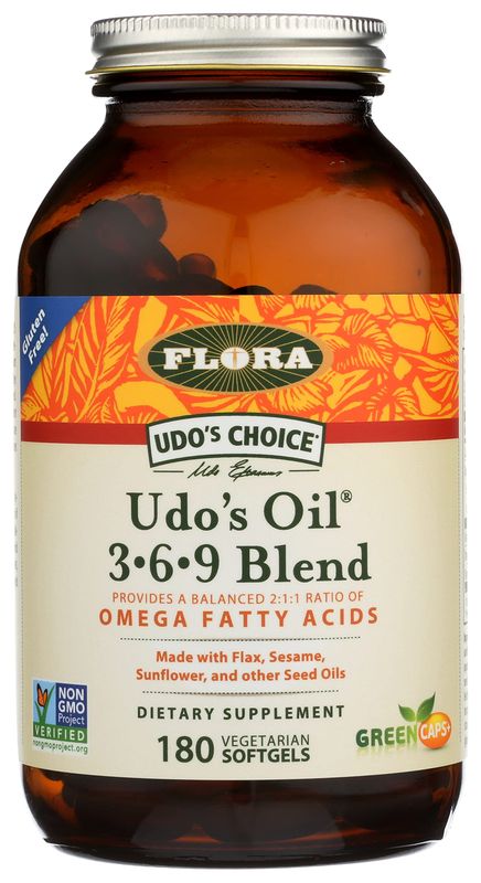 FLORA - Udo's Choice, Omega 369 Oil Blend, Vegetarian Capsules, 180 Count,61582