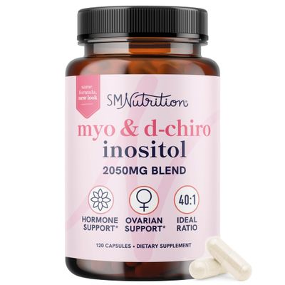 Myo-Inositol & D-Chiro Inositol for Hormone Balance for Women | Ideal 40:1 Ratio | Menstrual Cycle & Ovarian Health Support Supplement | Non-GMO 120ct