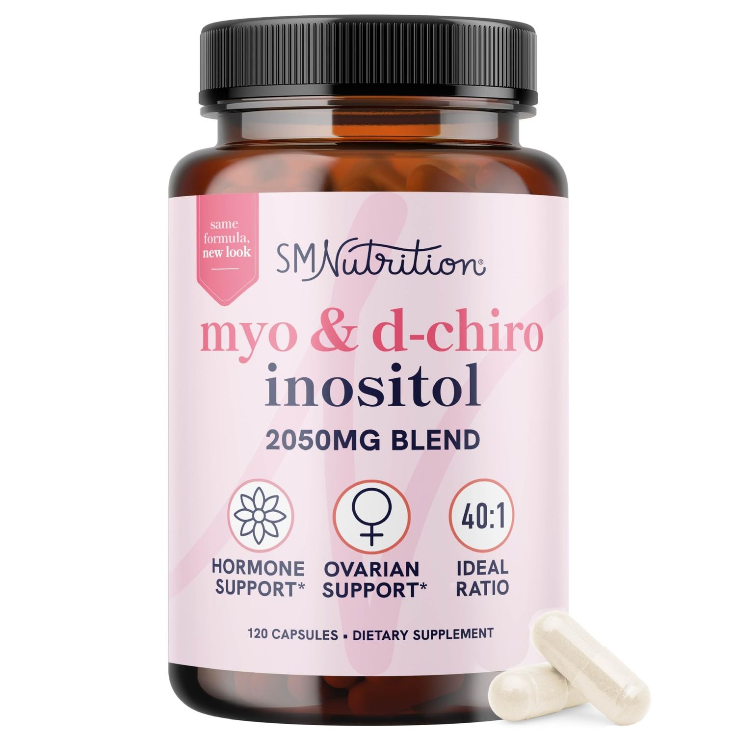 Myo-Inositol &amp; D-Chiro Inositol for Hormone Balance for Women | Ideal 40:1 Ratio | Menstrual Cycle &amp; Ovarian Health Support Supplement | Non-GMO 120ct