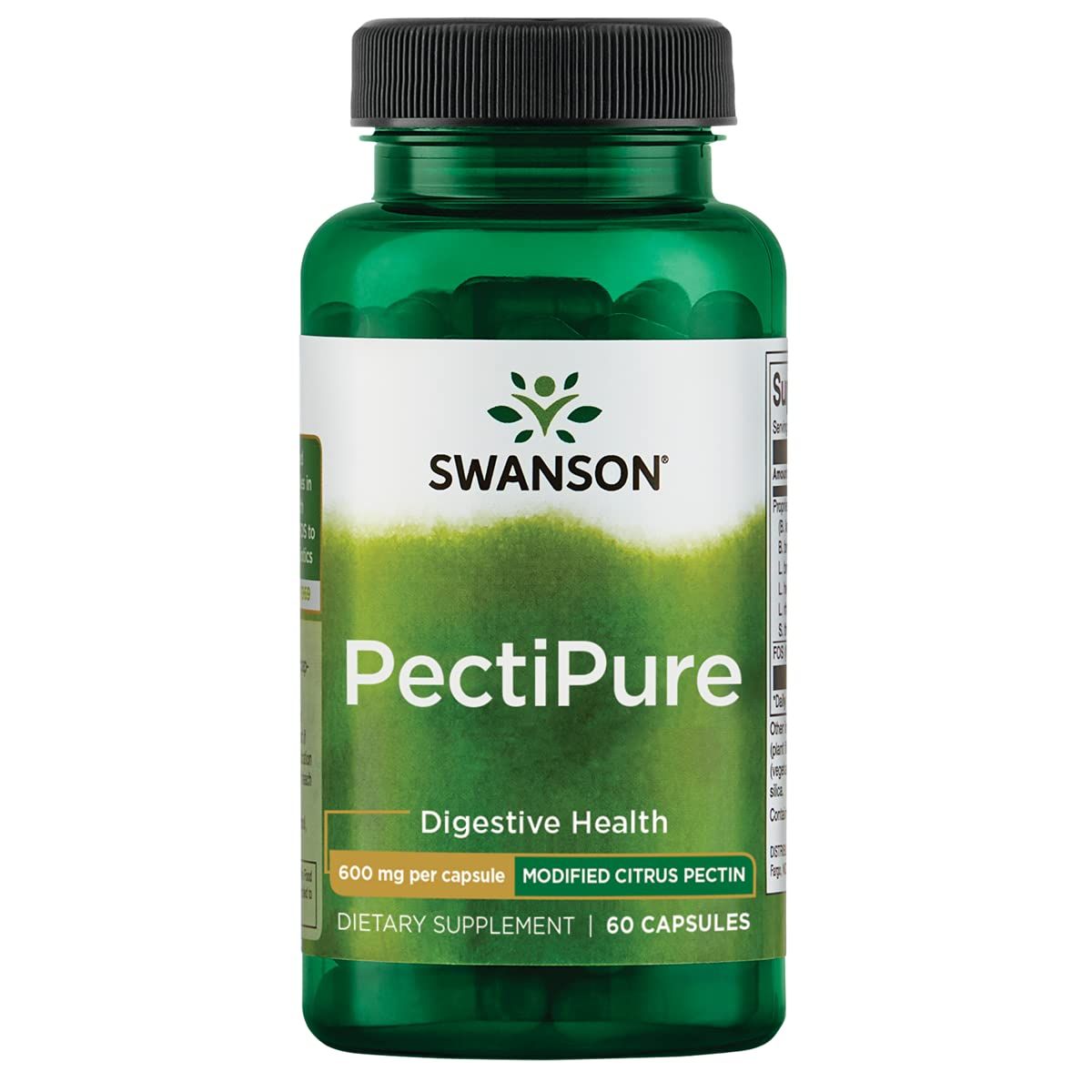 Swanson PectiPure Modified Citrus Pectin-Supports Digestive Health and Cellular Health-Delivers Minimum of 82% Galacturonic Acid-Natural Wellness Supplement (60 Capsules, 600mg Each)