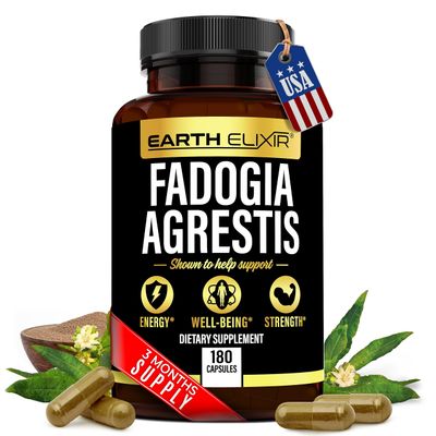 Earth Elixir Fadogia Agrestis Supplement 1000mg (180 Capsules) - Made in USA - 3 Month Supply - 3rd Party Tested - Fadogia Agrestis Extract -Max Purity - 100% Pure - Fadogia Agrestis Capsules