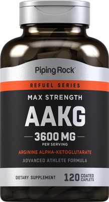 Piping Rock AAKG Supplement | 120 Caplets | 3600 mg | Arginine Alpha-Ketoglutarate Supplement | Nitric Oxide Enhancer | Max Strength | Vegetarian, Non-GMO, Gluten Free