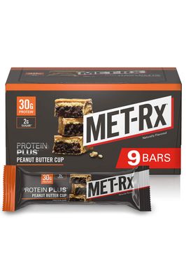 MET-Rx Protein Plus Bar, Great as Healthy Meal Replacement, Snack, and Help Support Energy, Gluten Free, Peanut Butter Cup, With Vitamin A, Vitamin C, and Zinc to Support Immune Health, 85 g,9 Count