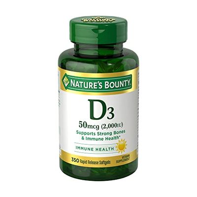 Nature&#39;s Bounty Vitamin D, Immune Support, 2000 IU, Softgels, 350 Ct