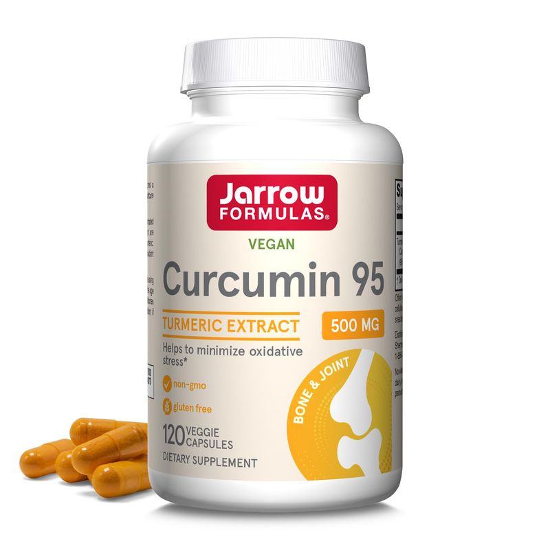 Jarrow Formulas Curcumin 95 500 mg, Turmeric Curcumin Extract for Antioxidant Support, Bone and Joint Support Dietary Supplement, 120 Veggie Capsules, Up to 120 Servings