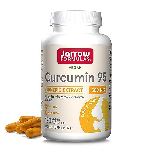 Jarrow Formulas Curcumin 95 500 mg, Turmeric Curcumin Extract for Antioxidant Support, Bone and Joint Support Dietary Supplement, 120 Veggie Capsules, Up to 120 Servings