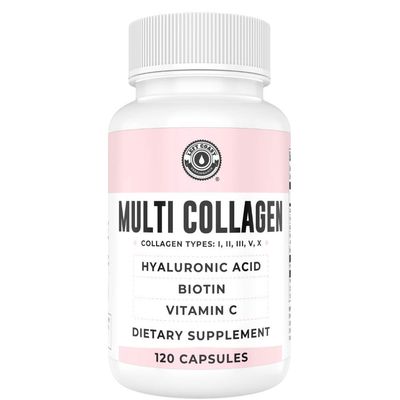 Collagen Capsules with Biotin, Hyaluronic Acid, Vitamin C.. Hydrolyzed Multi Collagen Peptide Caps. Types I, II, III, V, X. Collagen for Skin, Hair, Nails and Joint Health Supplement*. 120 Count