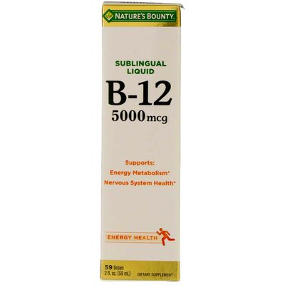 Nature's Bounty B-12 5000 mcg Sublingual Liquid Energy Health 2 oz ( Pack of 4)