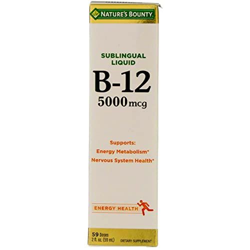 Nature&#39;s Bounty B-12 5000 mcg Sublingual Liquid Energy Health 2 oz ( Pack of 4)