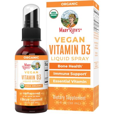 MaryRuth Organics Vitamin D USDA Organic | Vitamin D3 Liquid | Sugar Free | Liquid Vitamin D Spray Immune Support for Adults &amp; Kids | Bone Health | Vit D3 | Vegan | Gluten Free | Non-GMO | 30 Servings