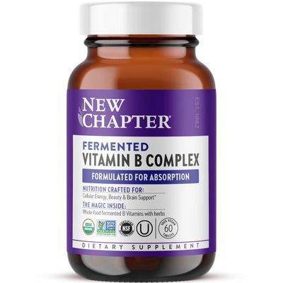 New Chapter Vitamin B Complex, Fermented Vitamin B Complex, USDA Organic, ONE Daily for Cellular Energy + Brain + Beauty, 100% Vegan, Gluten-Free - 60 Count
