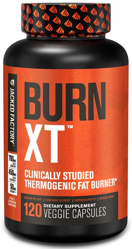 Jacked Factory Burn-XT Clinically Studied Fat Burner &amp; Weight Loss Supplement - Appetite Suppressant &amp; Energy Booster - with Acetyl L-Carnitine, Green Tea Extract and More - 120 Natural Diet Pills