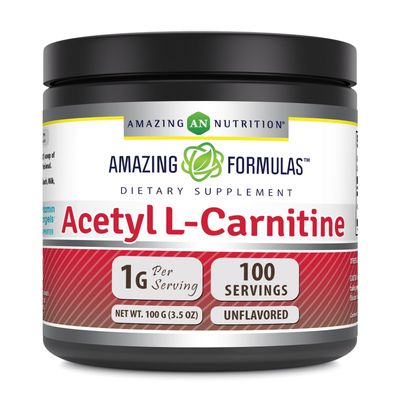 Amazing Formulas Acetyl L-Carnitine 100 Grams (3.5 Oz) Powder Supplement | 100 Servings | Non-GMO | Gluten Free | Made in USA