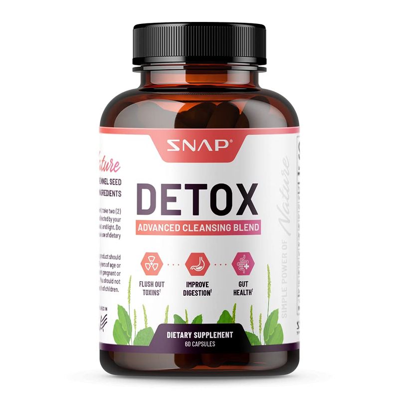 Snap Supplements Detox Cleanse Capsules - Advanced Blend for Full Body Detox &amp; Cleanse, Flush Out Toxins, Improve Digestion &amp; Gut Health, Cleanse and Detox, Licorice &amp; Ginger Root (60 Capsules)
