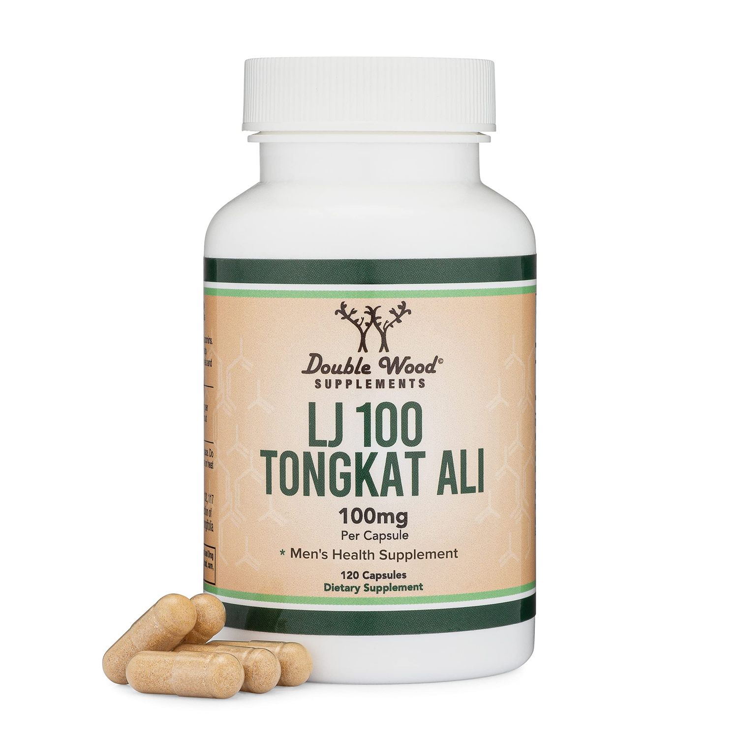 LJ100 Tongkat Ali for Men (120 Capsules) - Only Clinically Proven and Patented Men&#39;s Heath Supplement Tongkat Ali Formula (LJ100 Std to 40% Glycosaponins, 22% Eurypeptides) by Double Wood