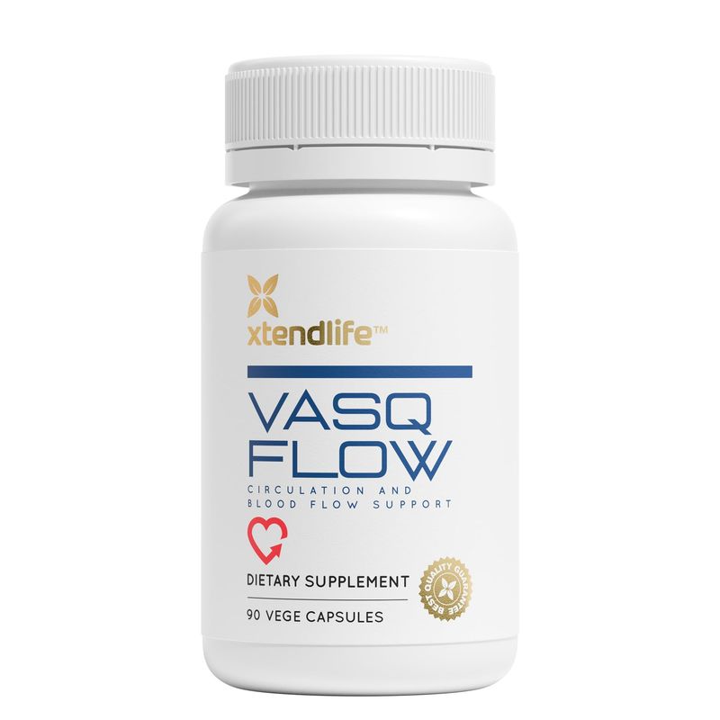 Xtendlife VasQFlow Circulation and Blood Flow Support - Nitric Oxide Supplement to Improve Nitric Oxide, Oxygen Flow, Healthy Blood Pressure &amp; Immunity | 100% Vegan, Non-GMO (90 Count)