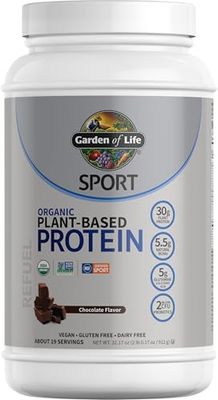 Garden of Life Organic Vegan Sport Protein Powder, Chocolate - Probiotics, BCAAs, 30g Plant Protein for Premium Post Workout Recovery, NSF Certified, Keto, Gluten &amp; Dairy Free, Non GMO, 19 Servings