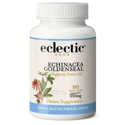 Eclectic Institute Raw Fresh Freeze-Dried Non-GMO Echinacea - Goldenseal | Immune, Respiratory, and Digestive Health | 90 CT (350 mg)