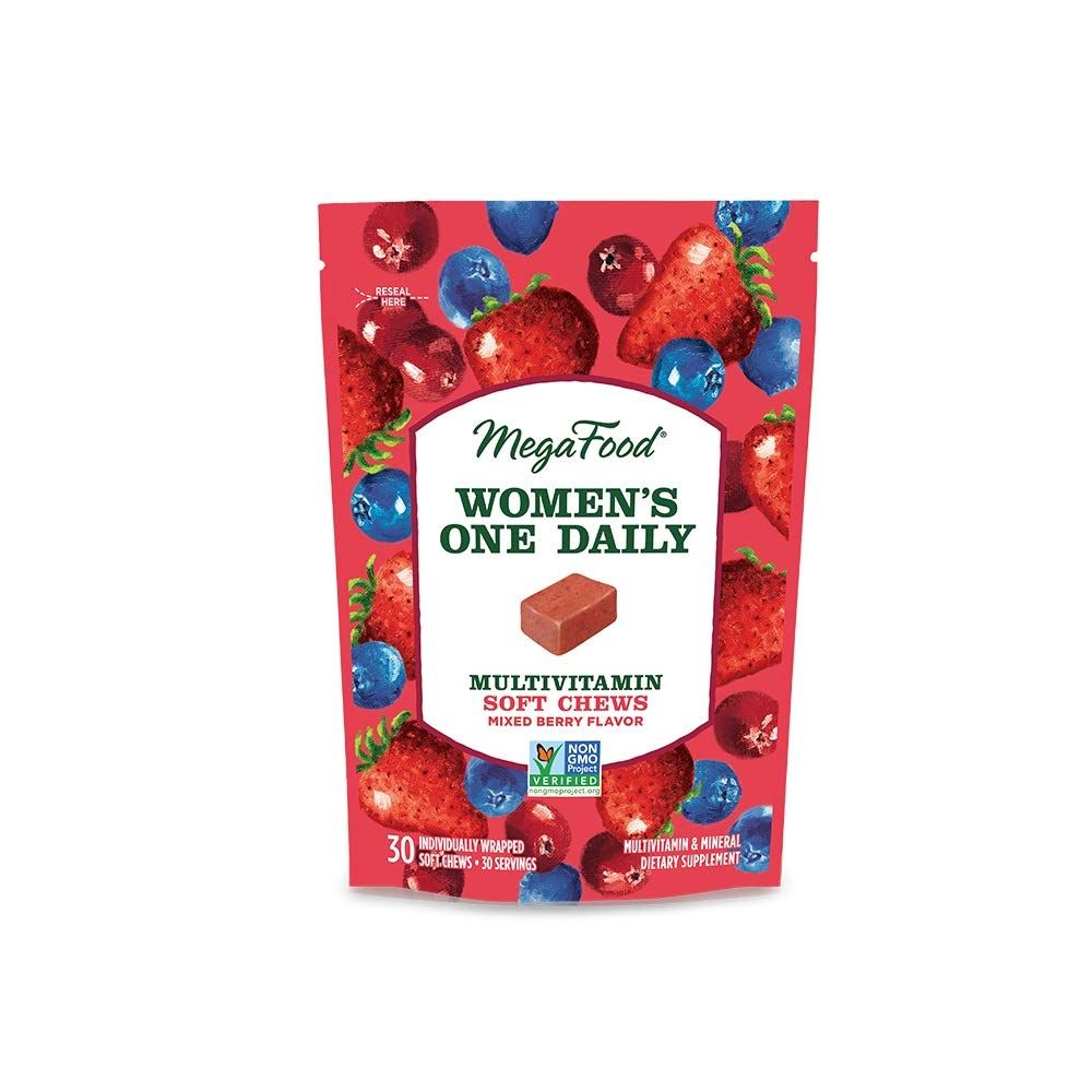 MegaFood Women&#39;s One Daily Multivitamin Soft Chews - Multivitamin for Women with Folate, Vitamin B6, Vitamin B12, Biotin, Vitamin D - Delicious Mixed Berry Flavor - Vegetarian, Non-GMO - 30 Chews
